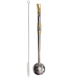 Bomba Chimarrão Para Cuia Com Rosca Aço Inox 304 Banho Ouro Nossa Senhora Aparecida - 1