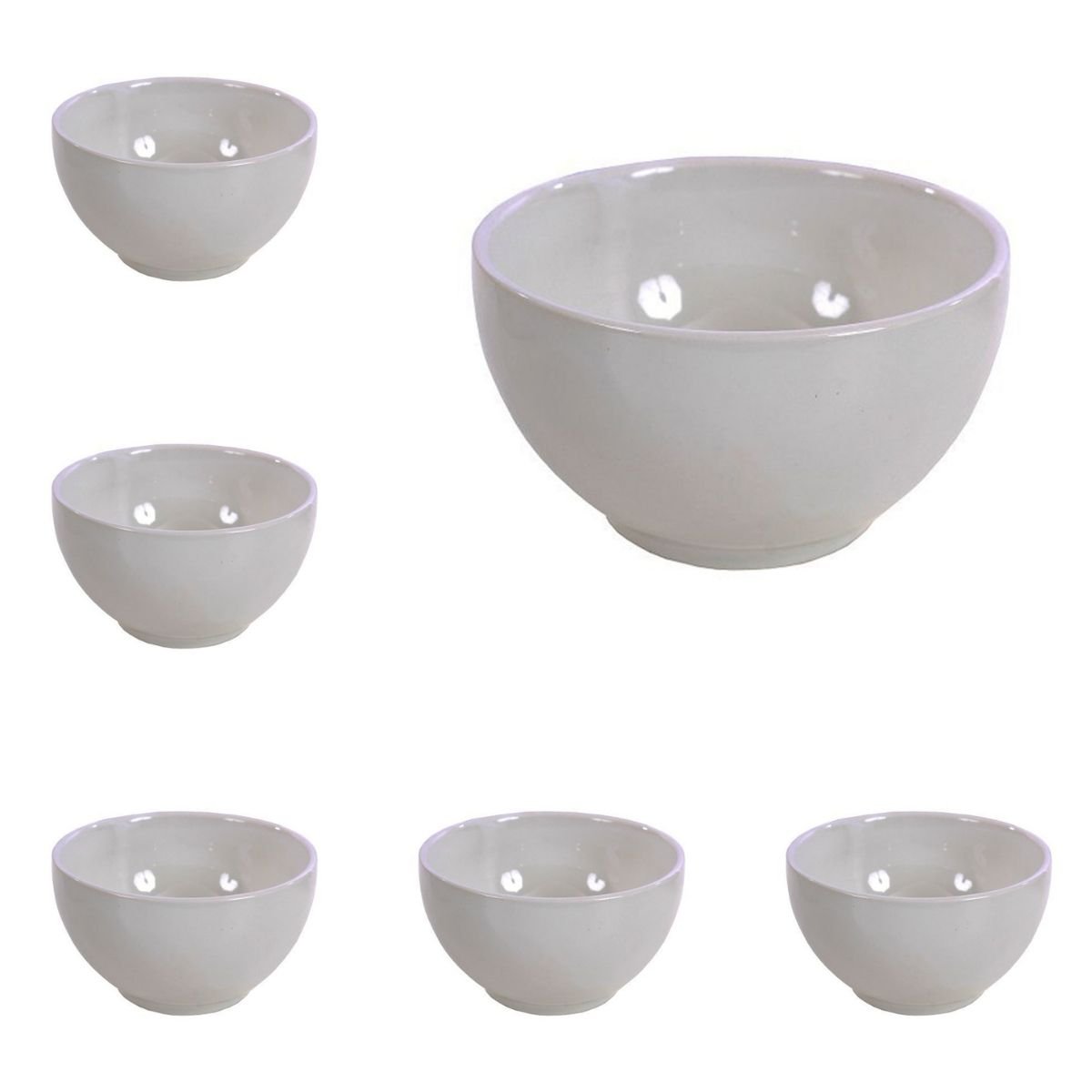 Conjunto C/ 6 Cumbucas Tigela Bowls Porcelanas Branca 500ml - 1