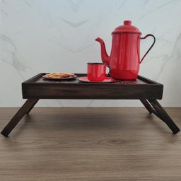 Mesa Para Café da Manhã Bandeja de Café na Cama com Pés Retráteis Madeira Stolf - 8