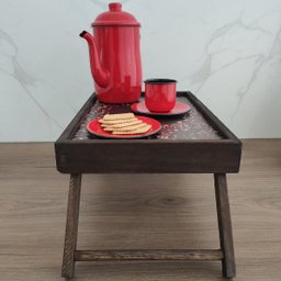 Mesa Para Café da Manhã Bandeja de Café na Cama com Pés Retráteis Madeira Stolf - 7