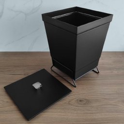 Lixeira Plástica Com Suporte 6,5L Cesto De Lixo Para Banheiro Preto Fosco Stolf - 2