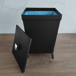Lixeira Plástica Com Suporte 6,5L Cesto De Lixo Para Banheiro Preto Fosco Stolf - 5