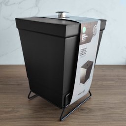 Lixeira Plástica Com Suporte 6,5L Cesto De Lixo Para Banheiro Preto Fosco Stolf - 4