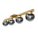 Ver imagem 2 de Pendente Lustre Plafon Sobrepor Jabuticaba Dourado com 4 Globo Vidro Fumê
