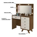 Ver imagem 3 de Penteadeira Decorativa 4 Gavetas e Porta Jóias com Tampo de Vidro Diana Malbec/Off White - Gran