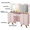 Ver imagem 3 de Penteadeira Decorativa 8 Gavetas Porta Joias com Tampo de Vidro Finn Rose - Gran Belo