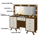Ver imagem 3 de Penteadeira Decorativa 8 Gavetas Porta Joias com Tampo de Vidro Finn Malbec/Off White - Gran Belo