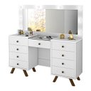 Ver imagem 1 de Penteadeira Decorativa 8 Gavetas Porta Joias com Tampo de Vidro Finn Branco - Gran Belo