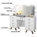 Ver imagem 3 de Penteadeira Decorativa 8 Gavetas Porta Joias com Tampo de Vidro Finn Branco - Gran Belo