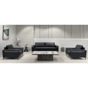 Ver imagem 1 de Sc-8803 Conjunto Internacional Sofá 2,07m com 2 Poltronas Preto Material Ecológico Sala Luxo Escrit