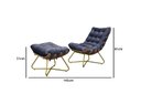 Ver imagem 3 de Poltrona Costela Decorativa com Puff Madeira Eva Dourado Azul
