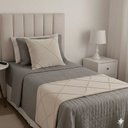 Ver imagem 4 de Peseira Drapeada Veludo Luxo 1,60x0,50m Dupla Face cama solteiro Bege