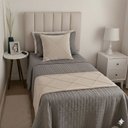 Ver imagem 1 de Peseira Drapeada Veludo Luxo 1,60x0,50m Dupla Face cama solteiro Bege