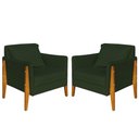 Ver imagem 1 de Kit 2 Poltronas Decorativa Sophia Suede Verde Pés Madeira Mz Decor