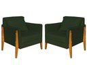Ver imagem 1 de Kit 2 Poltronas Decorativa Sophia Suede Verde Pés Madeira Mz Decor