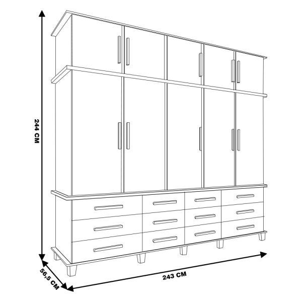Guarda-Roupa 10 Portas e 12 Gavetas Nicolau Malbec - Gran Belo - 2