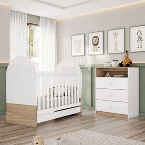 Quarto de Bebê Completo com Berço 3 em 1 e Cômoda Magia