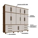 Ver imagem 3 de Guarda-Roupa 12 Portas 6 Gavetas e Sapateira Hawking Malbec/Off-White - Gran Belo