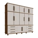 Ver imagem 1 de Guarda-Roupa 12 Portas 6 Gavetas e Sapateira Hawking Malbec/Off-White - Gran Belo