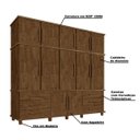 Ver imagem 3 de Guarda-Roupa 12 Portas 6 Gavetas e Sapateira Hawking Malbec - Gran Belo