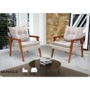 Ver imagem 2 de Kit 2 Poltronas Decorativa Munique Evidence Linho Bege