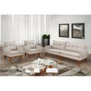 Ver imagem 2 de Sofá 2.10m com 2 Poltronas Decorativas Barcelona Evidence Linho Bege