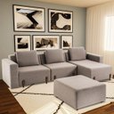 Ver imagem 5 de Sofá Decorativo Pierre 4 Módulos Linho Bege/Noce - Gran Belo