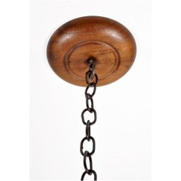 Lustre Luminária Simples 4 Lâmpadas em Ferro e Madeira Rústico para Sala de Estar e Quarto Natural - 3