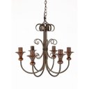 Ver imagem 2 de Lustre Pendente Simples 6 Lâmpadas em Ferro e Madeira Artesanal para Sala de Jantar e Quarto Natural