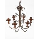 Ver imagem 1 de Lustre Pendente Simples 6 Lâmpadas em Ferro e Madeira Artesanal para Sala de Jantar e Quarto Natural
