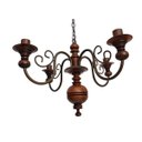 Ver imagem 2 de Lustre Luminária 4 Lâmpadas em Ferro e Madeira Torneada Rústico ​para Sala e Cozinha Natural