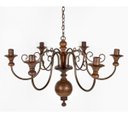 Ver imagem 1 de Lustre Luminária 6 Lâmpadas em Ferro e Madeira Torneada Rústico ​para Quarto e Sala de Estar Natural