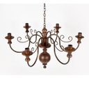 Ver imagem 2 de Lustre Luminária 6 Lâmpadas em Ferro e Madeira Torneada Rústico ​para Quarto e Sala de Estar Natural