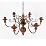 Lustre Luminária 6 Lâmpadas em Ferro e Madeira Torneada Rústico ​para Quarto e Sala de Estar Natural - 2