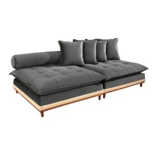 Sofá Futton 2.40m Paris Evidence Veludo Cinza