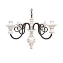 Ver imagem 1 de Lustre Luminária 4 Lâmpadas Ferro e Madeira Torneada Rústico para Sala de Estar e Cozinha Branco