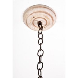 Lustre Luminária 4 Lâmpadas Ferro e Madeira Torneada Rústico ​para Sala de Estar e Cozinha Branco - 3