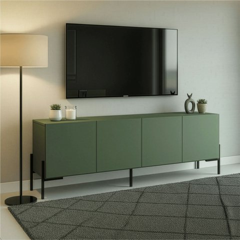 Rack Sala 100% MDF para TV até 60 Polegadas com Pés em Metalon 164x54x40cm Verde