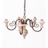 Lustre Pendente 5 Lâmpadas Ferro e Madeira Torneada Rústico ​para Quarto e Sala de Jantar Branco - 2
