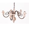 Lustre Pendente 5 Lâmpadas Ferro e Madeira Torneada Rústico ​para Quarto e Sala de Jantar Branco - 1