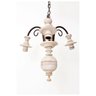 Lustre Pendente Invertido 3 Lâmpadas Ferro e Madeira Torneada Rústico Quarto e Sala de Estar Branco - 2