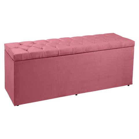 Calçadeira Recamier Baú Queen 1,60m Madrid Suede - Pallazio - Rosa