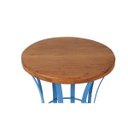 Ver imagem 2 de Banco Banqueta Carretel Azul Ferro e Madeira para Sala e Cozinha Azul