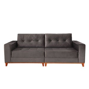 Sofá 2,40m Mônaco Evidence Veludo Cinza