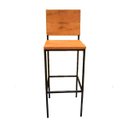 Ver imagem 2 de Banqueta Alta em Ferro e Madeira Artesanal no Estilo Industrial para Balcão de Cozinha Preta