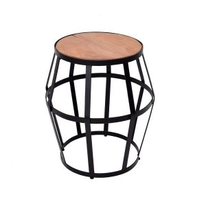 Banco Seat Garden Balão em Ferro e Madeira de Demolição para Sala e Jardim Preto