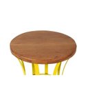 Ver imagem 2 de Banco Carretel Afunilado em Ferro e Madeira para Sala e Quarto Amarelo