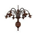 Ver imagem 2 de Lustre Pendente Invertido 6 Lâmpadas Ferro e Madeira Torneada Rústico Quarto e Sala de Estar Natural