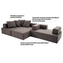 Ver imagem 3 de Sofá Decorativo 3 Módulos e 5 Encostos Happiness com 4 Almofadas Linho Cinza - Gran Belo