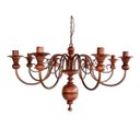 Ver imagem 2 de Lustre Pendente 8 Lâmpadas em Ferro e Madeira Torneada Rústico para Cozinha e Sala de Estar Natural